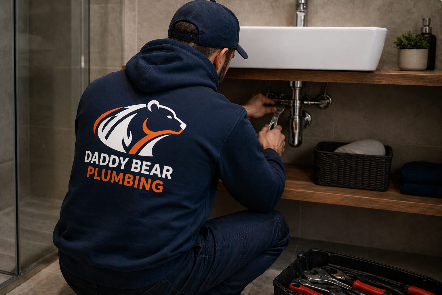 Professional plumber at work